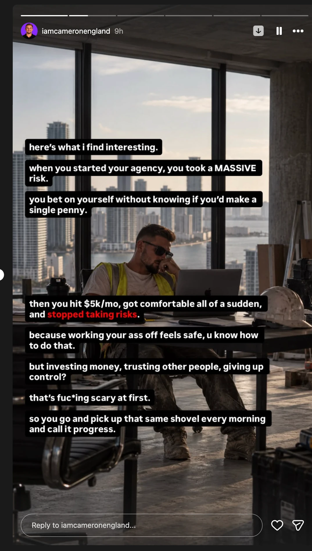 Story slide 2: you stopped taking risks